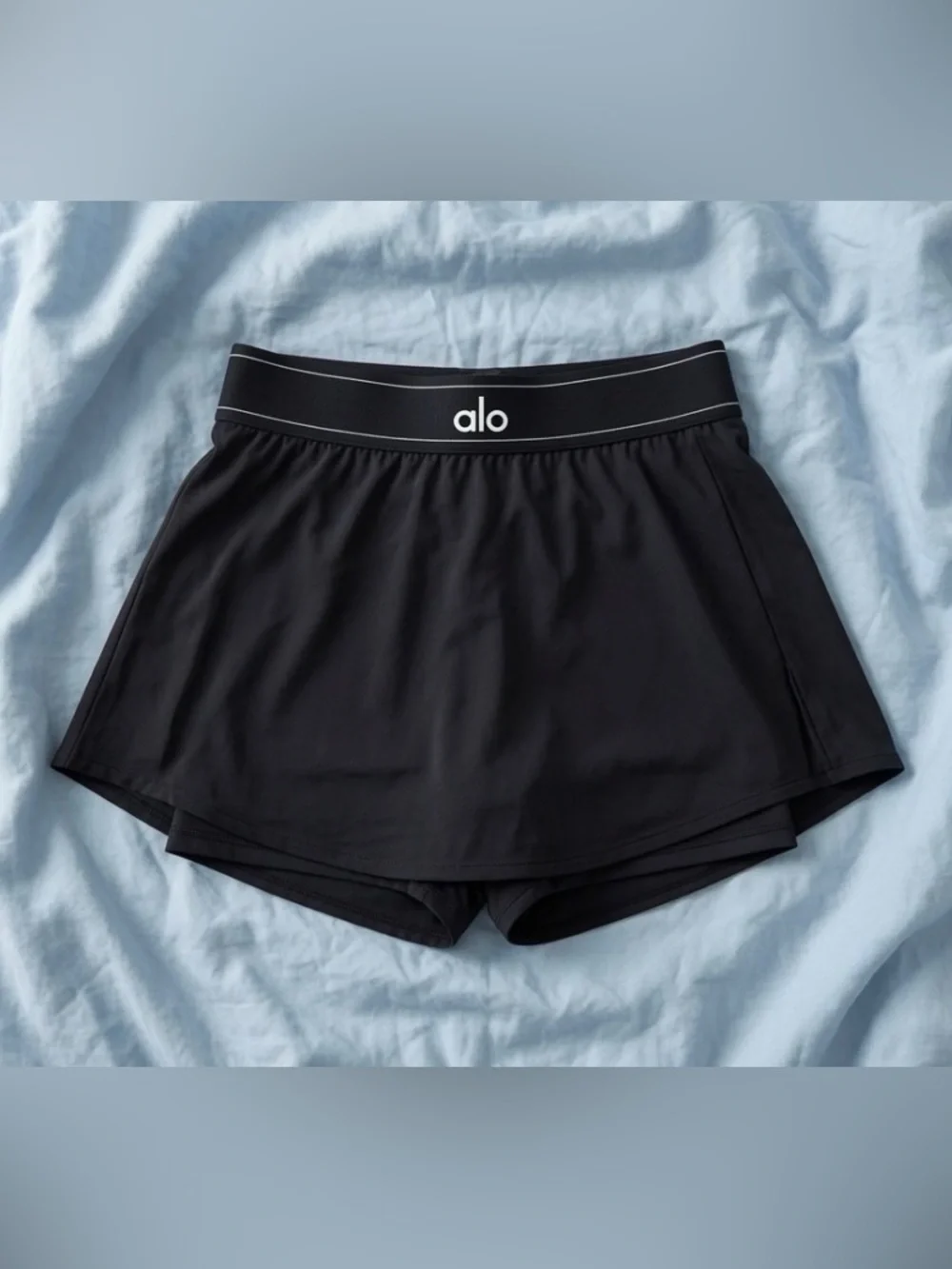 ALO Yoga Black Womens Athletic Skort with Inner Shorts Large